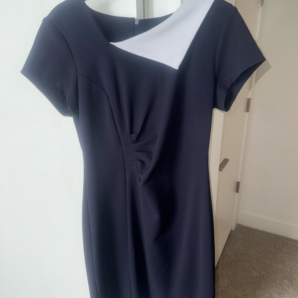 Shelby & Palmer Asymmetrical Navy and White Dress